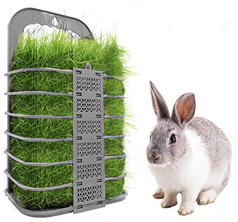FYBlossom Heu Futterspender Heuraufen für Kaninchen - Futtertower Heu Feeder für Heu und Karotten Futterraufe,Heu Feeder für Kaninchen/Meerschweinchen/Chinchilla/Kleintiere (Grau)