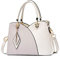 NICOLE & DORIS Elegante Damen Handtasche mit Mehreren Taschen Schultertaschen aus PU-Leder Henkeltaschen Karierte Umhängetasche mit Anhänger Weiß