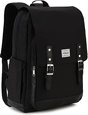 RAVUO School Backpack, Water Resistant 15.6 Inch Black Back Pack for Women Men College Backpack Bookbag Casual Daypack Travel Rucksack