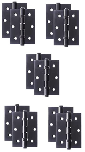 Golden Grace Ball Bearing Hinges in Matt Black Finish, Timber Door Hinge - 5 Pairs - 75mm 3