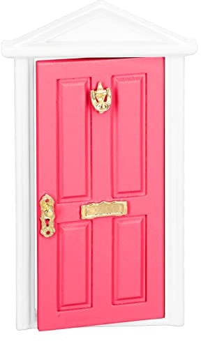 VBESTLIFE Mini Wooden Door,Mini Wooden Door Bright Color Vivid Details Smoother Dollhouse Miniature Fairy Door for 1:12 Doll House Gifts(Rose Red)