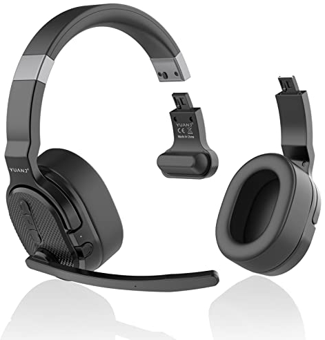 YUANJ Bluetooth Headset mit Mikrofon, Wireless Headset -Mikrofon mit Active Noise Cancelling (ANC), [40 Stdn Spielzeit & 10M Reichweite], Für Handy PC Call-Center Büro Truck
