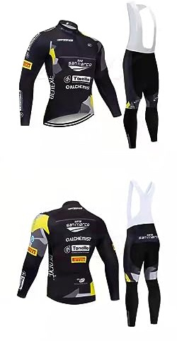 louizumify Performance Herren Radtrikot Langarm mit 3 Taschen - Reflektierendes Feuchtigkeitsableitendes Material