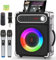 Karaoke Machine with 2 Wireless Microphones,Portable Bluetooth 5.1 Speaker for Adults Kids,Bass/Treble Adjustment,PA System with Remote Control, Lights, Supports TF Card/USB, AUX in,TWS,FM,REC Party