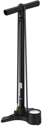 LEZYNE Macro Floor Drive High Pressure Bicycle Floor Pump with 2.5 Analog Gauge - Durable 220 PSI Tire Air Pump for Road/Track Bikes - Fits Presta/Schrader Valve - ABS Flip Chuck, Flat Black