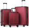 TANTOMI Hartschalen Koffer Trolley, Handgepäck Reisekoffer, 4 Rollen – 360° Drehbar, 3-stelligem TSA-Schloss (Set, Rotviolett)