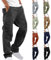 UHouse Cargohose Herren Hose Sommer Baumwolle Cargo Hosen Baggy Arbeitshosen Männer Leichte Sommerhose Bequeme Freizeithose mit Gummizug Freizeit Einfarbig Pants Sale Schwarz 4XL