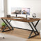 LVB Rustic Wood Computer Desk, Metal Home Executive Office Desk, Industrial Large Gaming Writing Desk with Storage, Wooden Student Study Computer Table for Bedroom Living Room, Rustic Brown, 60 Inch
