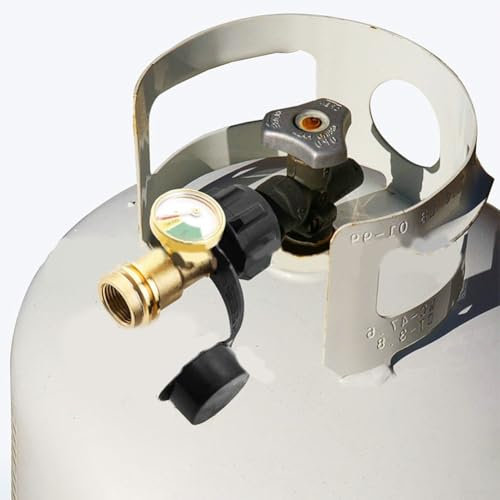 Propan Tank Gauge Adapter, Propan Tank Füllstandsanzeige, LC004 Gaszähler Lecksucher 0,5 kg Nachfülladapter für BBQ Grills RV Camping Heizungen Messingkonstruktion