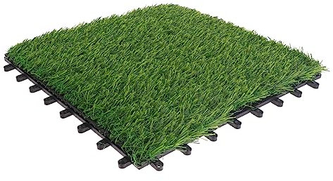 NULYLU Sol en Gazon Artificiel Faux Gazon à Emboîtement Tapis Vert Tapis Botanique Faux Tapis Dalles De Gazon Artificiel Tapis Extérieur Tapis De Mousse De Jardin Green Plastique