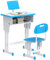 HOMCOM Kids Desk and Chair Set Adjustable Height Study Table Set w/Drawer, Book Stand, Pen Slot - Blue