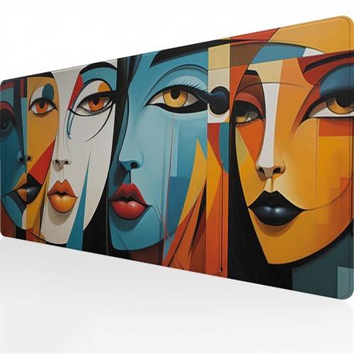 Grand Tapis de Souris de Jeu 1000x500x3 mm Femme Abstraite Tapis de Souris Gamer XXL Tapis de Bureau étendu Surface Spéciale Améliore la Précision pour Le Bureau et la Maison