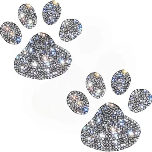 Wisafory 2 Stück Kristall Katzenpfoten-Aufkleber Auto Bling Aufkleber Strass Pfoten Abziehbilder Glänzend Klaue Aufkleber für Laptops Gepäck Auto Laptop Wand Stoßstange Fensteraufkleber