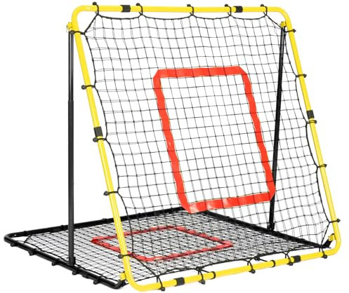 Rebounder für Fußball, 120x120cm Double Sided Volleyball Rebounder Netz, Basketball Rebounder, mit Verstellbaren Winkellöchern, Geeignet für Schuss Pass und Ballannahme Training