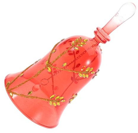 Vaguelly Restaurantglockendekorationen Weihnachtsbedarf Weihnachtsglocke aus Glas Serviceglocke aus Glas weihnachtsessen Glocke Handglocke Home Decoration Bell Empfangsglocke rot
