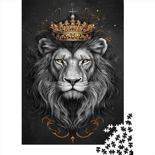 Majestätischer Löwe Puzzle für Erwachsene 1000 Teile Puzzle Schwarz Weiß Kunst 1000 Teile Puzzle Spiel Entspannung Familienzeit Geschenk 38x26cm/1000pcs