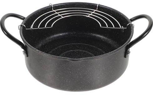 NUOBESTY Friteuse Japonaise Mini Poêle à Frire en Acier Inoxydable avec Égouttoir à Huile Facile à Nettoyer pour Camping et Pique-niques en Famille