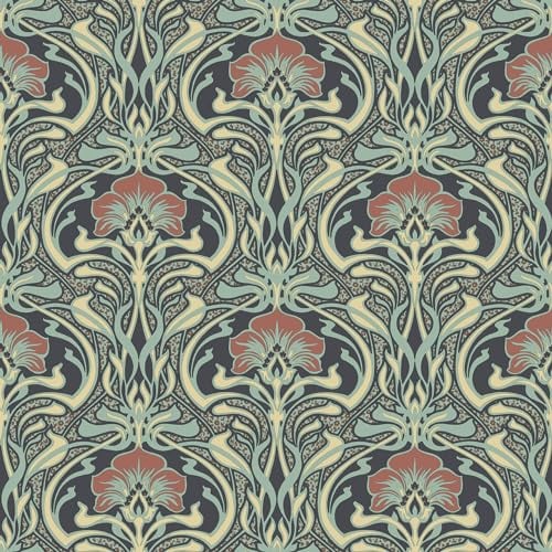 Crown Wallcoverings Flora Nouveau Tapete, grün, M1196, komplette Rolle
