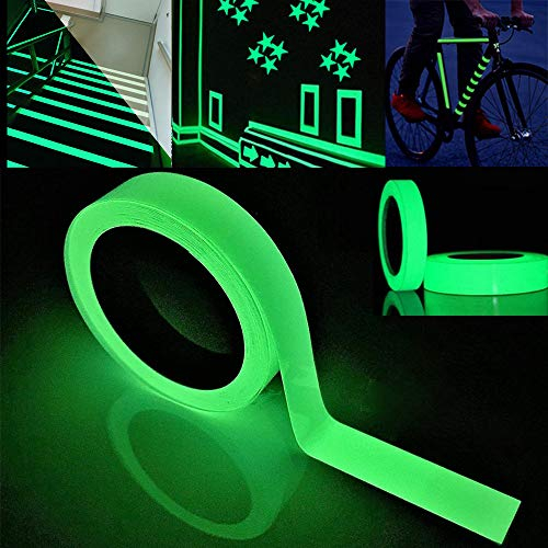 QitinDasen Premium 5m X 2cm Grünes Fluoreszierendes Klebeband, Leuchtendes Phosphor Markierungsband, Selbstklebend Nachleuchtend Warnklebeband, Glow in The Dark