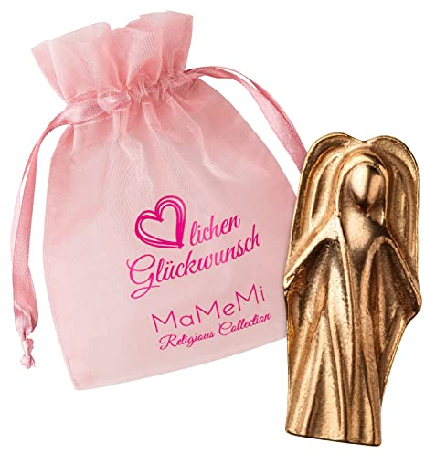 MaMeMi Bronze - Handschmeichler Schutzengel Grösse ca. 5,5 cm, Wundervoller Glücksbringer inklusive Geschenk-Etui