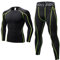 LANBAOSI Men's Gym Running Base Layer Top and Leggings Set Long Sleeve Compression Shirt Tights Thermal Underwear Suit, Blk Green, L