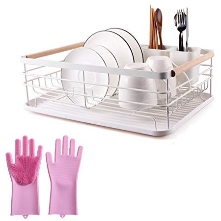 MNSSRN Multifuncional Plato escurridor, Nordic Hierro Forjado Cocina Bastidores, Platos, de Almacenamiento del Plato, Household encimera Conveniente escurridor,A