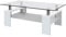 duehome | Mesa Centro, Mesa de Cristal, Mesita de Salon, Color Blanco Brillo, Modelo Missouri, Medidas: 110 cm (Largo) x 60 cm (Ancho) x 45 cm (Alto)