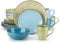 vancasso serie NAVIA Oceano Vajillas de 16 pcs, Juego de Vajillas, Platos de Cena, Postre, Cuencos y Tazas, Esmaltada Gres Vajillas Retro para 4 Personas, Mezcla de Colores