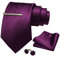 JEMYGINS Herren 9cm Breit Extra lang Krawatte und Einstecktuch Krawattenklammer Set Geeigneter Hochzeit Fest,Lila