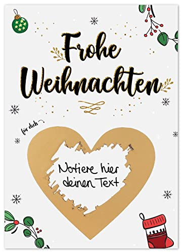 Joli Coon Weihnachtskarten 5er Set mit Weihnachtskuvert und Wachssiegel - Edle Weihnachtskarten Set