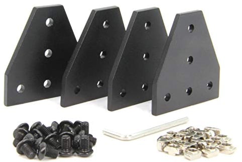 Zeberoxyz 4STÜCKE Schwarze T-Form-Eckwinkelplatte mit 20STÜCKE M5-Schrauben und 20STÜCK M5-T-Muttern,5-Loch-90-Grad-Verbindungsplatte(4PCS Schwarz-T mit Mutter)