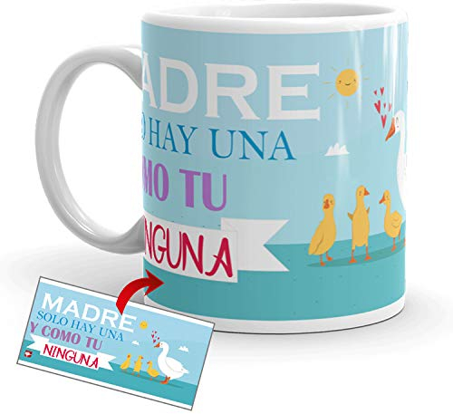 Kembilove Taza Desayuno para Madres – Tazas Originales Graciosas con Mensaje Madre solo hay una y como tu ninguna – Taza de Café para regalar el día de la Madre – Taza de 350 ml