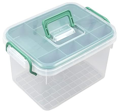 Zopnny 1 Pack Plastic First Aid Medicine Box, First Aid Storage Box with Handles and Lid, Clear