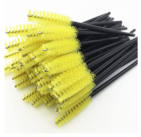 500 stücke Wimpern Make-Up-Bürsten Verlängerung Einweg Augenbraue Mascara Applikator Wimpern Pinsel Kosmetisches Make-up-Tool (Handle Color : 500PC-YL)