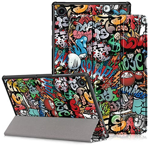 DINGGUAGUA Coque pour Samsung Galaxy Tab A8 10.5”2021(SM-X200/X205/X207) Étui Housse Fonction Stand et Sommeil/Réveil Automatiquee,Graffiti