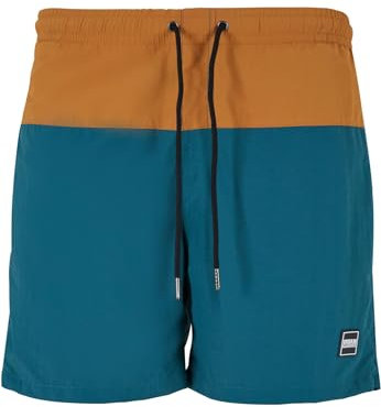 Urban Classics Men's Block Swim Shorts Trunks, Teal/Toffee, XL