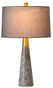 FJGHLBX Table Lamp Grey and White Desk Lamp, E27 Metal Marble Reading Lamp Energy Saving Eye Protection Light Side Table Round Table Desk Lamp Reading Lamp/Gray/30 * 56Cm