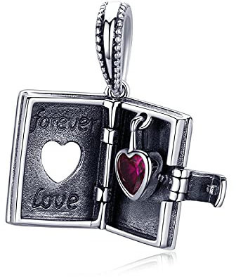 SANHUA Charm Love Heart Box Forever Love Book Beads 925 Sterling Silber Anhänger Für Frauen Mädchen, Kompatibel Mit Allen Europäischen Armbändern