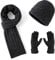 Lallier Winter 3-teiliges Herren Wolle Mütze Schal Handschuhe Set, Warmes Beanie Skull Cap Schal Thermohandschuh Set für Herren, Dunkelgrau