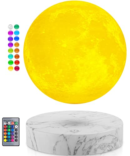 DIDWI Schwebende Mondlampe, 3D-Druck, magnetische schwimmende Spinning-Mond-Nachtlichter, LED-Mondlampen für Zuhause, Büro, Schlafzimmer, Geburtstagsgeschenke für Familie, Kinder (16 Farben)