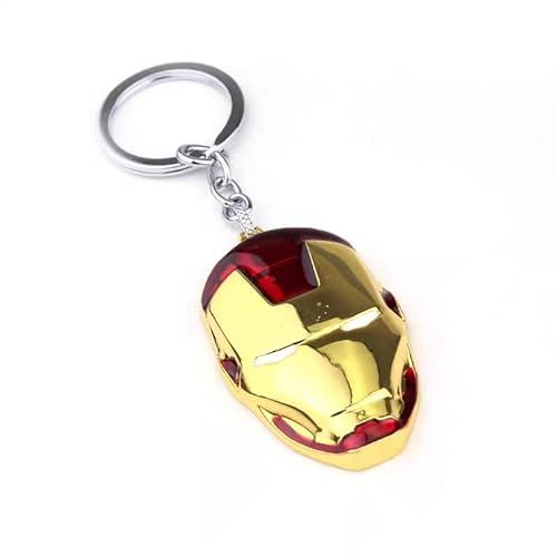 Multibao Marvel Avengers Iron Man Mask Keychain Red and Gold Mask Metal Keyring Cosplay Gift