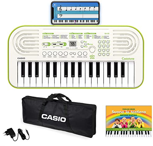 Kit Tastiera SA50 (Fondo Verde) con Alimentatore, Borsa Originale, App di Apprendimento e E-book Suona la Tastiera