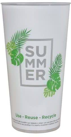 AIOS Stackable Hardwearing Polypropylene Reusable Drinking Cups / Party Cups / Festival Cups / Event Cups. Capacity 600ml (Pack of 5)