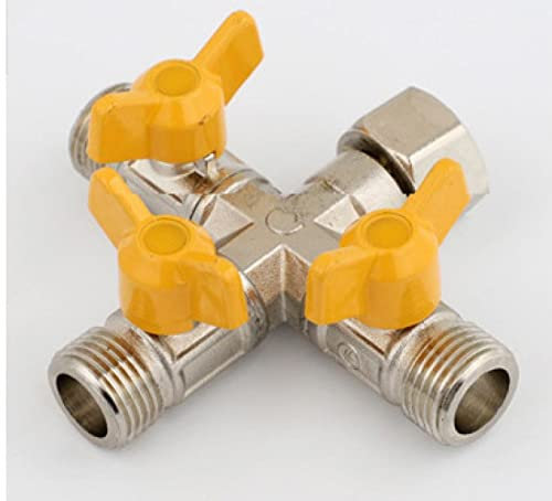 DAZZLEEX Multifunktion Doppelschalter Kugelhahn Erdgas Union Gas Ventil Adapter 3 Wege Krümmer für Zulaufschlauch 1/2 für 2 oder 3 Anschlüsse X Style
