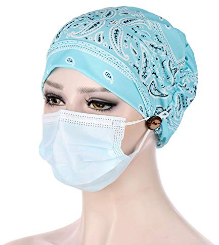 Damen Jerseymütze Long Beani Slouch Mütze Doppellagig Soft Chemo Mützen für Haarausfall, Kreb, Chemo Blau
