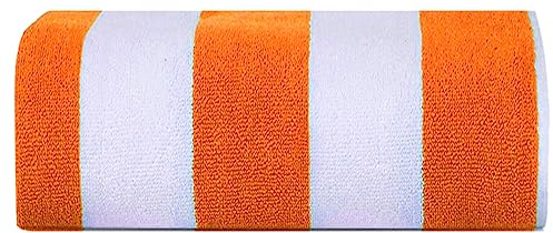 Sweet Needle Paquete de 1 Toallas de Playa 100% algodón Hilado en Anillos 76 CM X 152 CM 450 g/m² Toalla de natación y Piscina clásica a Rayas Altamente Absorbente Cabana - Naranja