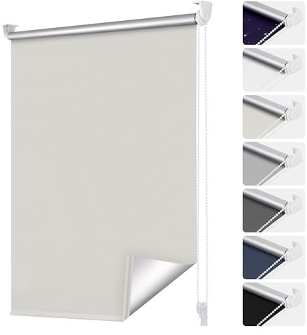 smartdemo Verdunklungsrollo ohne Bohren & mit Bohren, Klemmrollo Fensterrollo Creme 110x210cm(BxH), Thermorollo Sichtschutz und Sonnenchutz, Klemmrollo rollos für Fenster & Tür