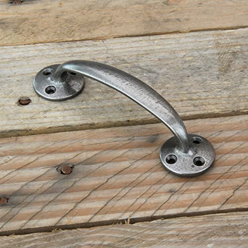 UNDERGROUND PARTS Pewter Finish Cast Iron Cabinet Kitchen Drawer Door Bow Handles Pulls & Knobs (Victorian Bow D Handle 150mm)