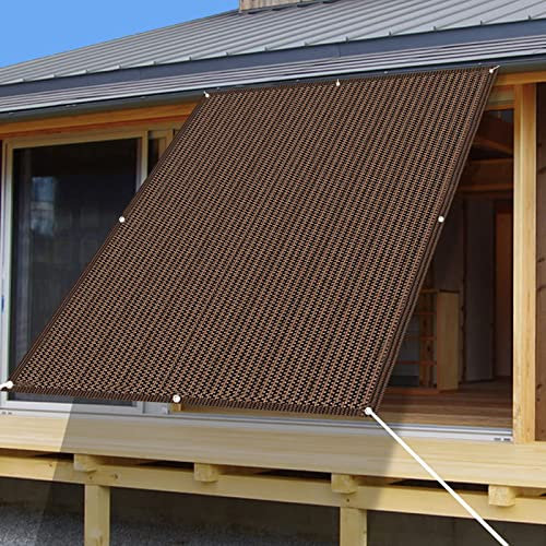 Sonnensegel 10 x 10 m Wasserdurchlässig Sonnenschutz Sonnenschirm Segel Sonnenschutz Netz mit Kabelbinder Ohne Bohren für Terrasse Garten Balkon Camping, Braun