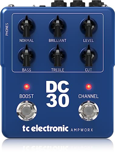 TC Electronic DC30 PREAMP Gitarrenpedal | Dual-Channel-Gitarren-Vorverstärker mit unabhängigen Kanalsteuerungen, Pre/Post-Boost und dedizierten Ausgängen für DI und Kopfhörer
